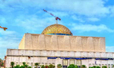 Grand Mosque of Algiers under construction. It is the third largest mosque in the world with the worldwide tallest minaretの写真素材