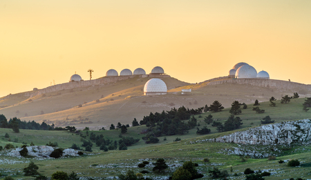 Russian military radar complex on Ai-Petri in Crimeaの写真素材