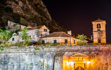 Northern Gate in Kotor at night. Montenegroの写真素材