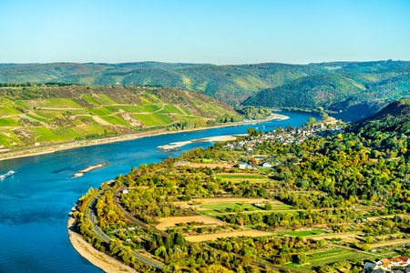 The great loop of the Rhine at Boppard in Germanyの写真素材