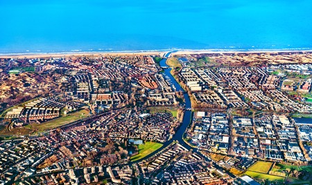 Aerial view of Katwijk town in the Netherlandsの写真素材