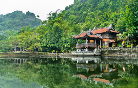 Phu Khong Temple at the Trang An Scenic Landscape Complex in Vietnamの写真素材