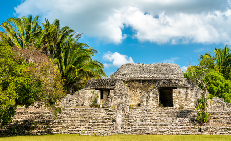 Mayan ruins at Kohunlich in Mexicoの写真素材