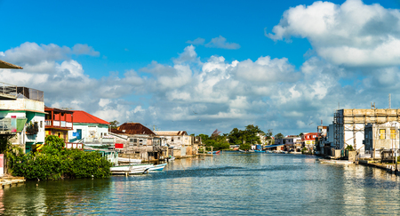 Haulover Creek in Belize Cityの写真素材