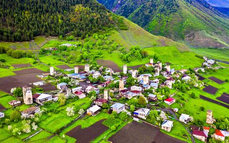 Zhamushi village in Upper Svaneti, Georgia