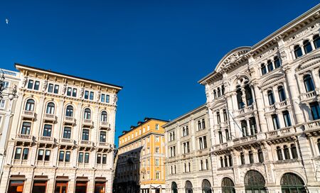 View of historic buildings in the old town of Trieste, Italyの写真素材