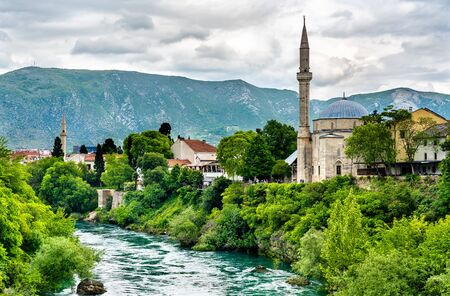 Koski Mehmed Pasha Mosque in Mostar, Bosnia and Herzegovinaの写真素材