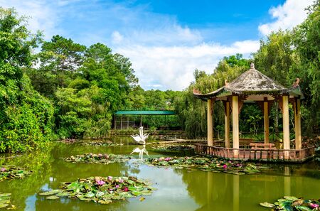 Lake at Cam Ly Waterfall in DaLat, Vietnamの写真素材