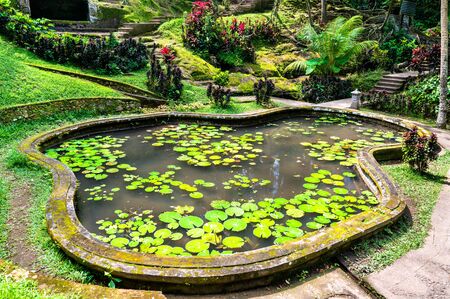 Garden at Goa Gajah temple in Bali, Indonesiaの写真素材