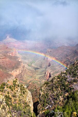 Rainbow above the Grand Canyon in Arizona, USAの写真素材