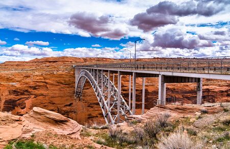 Glen Canyon Dam Bridge above the Colorado River in Arizona, the USAの写真素材