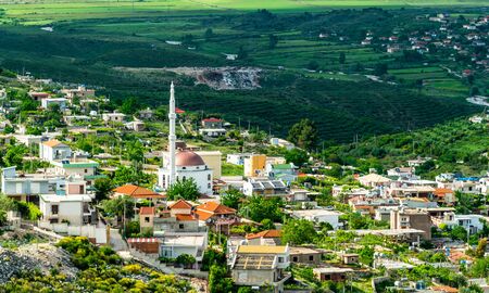 View of Qafe Gjashta Mosque at Sarande in Albaniaの写真素材