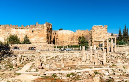 Ruins of the temple of the Muses at Baalbek in Lebanonの写真素材