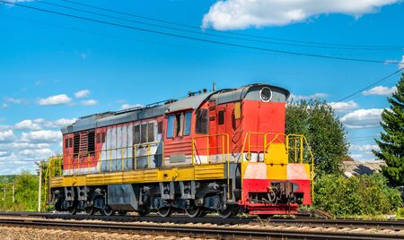 Shunter locomotive at Konyshevka station in Kursk Oblast of Russiaの写真素材