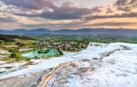 Travertine pools and terraces at Pamukkale.    in Turkeyの写真素材