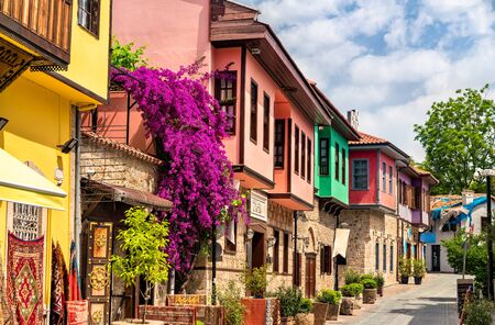 Traditional houses in Kaleici, the old town of Antalya, Turkeyの写真素材