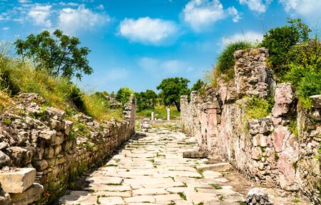 Ruins of the ancient town of Side in Turkeyの写真素材