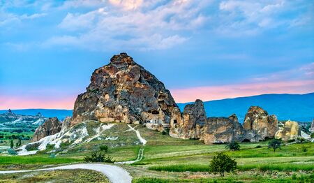 Cave castle at Goreme National Park in Turkeyのeditorial素材