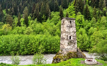 The Love tower in Kala village - Samegrelo-Zemo Svaneti, Georgiaの写真素材