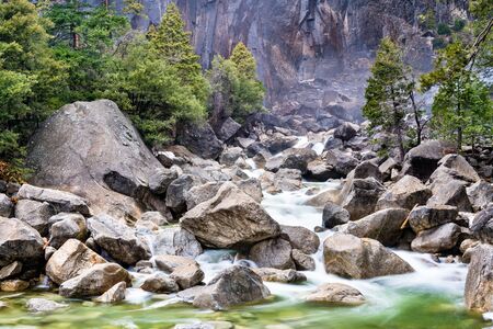 Yosemite Creek in Yosemite National Park, Californiaの写真素材