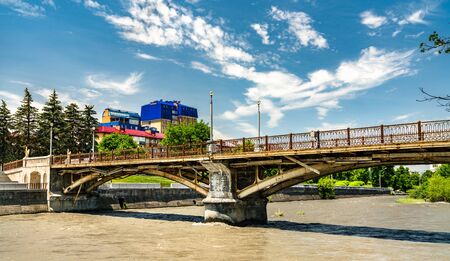 Bridge across the Terek river in Vladikavkaz, Russiaの写真素材