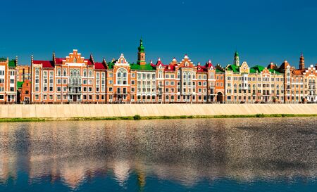 Houses at the embankment of Yoshkar-Ola in Russiaの写真素材