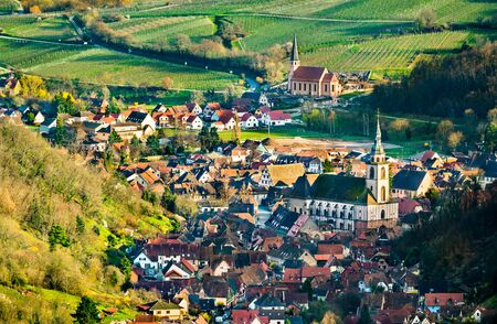 View of Andlau village in the Vosges mountains - Alsace, France
