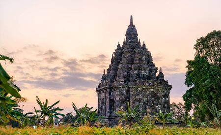 Candi Sajiwan, a Mahayana Buddhist temple at Prambanan in Indonesiaの写真素材
