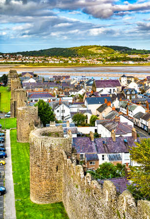 Conwy town walls in Wales, UKのeditorial素材