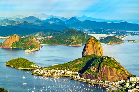 View of Sugarloaf Mountain in Rio de Janeiro, Brazilの写真素材
