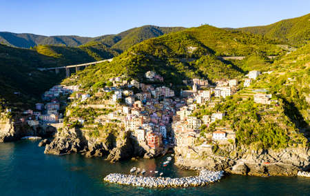 Riomaggiore village at the Cinque Terre, Italyの写真素材