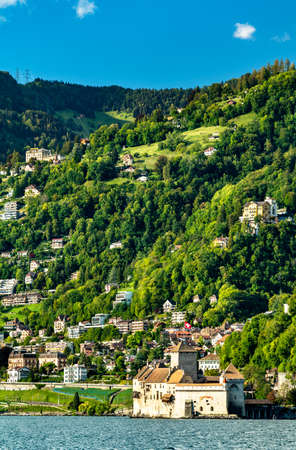 Chillon Castle on Lake Geneva in Switzerlandの写真素材