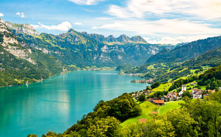Walensee Lake in Switzerlandの写真素材