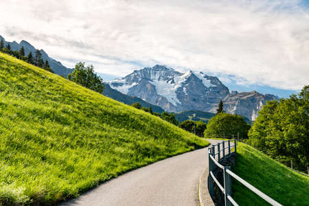 Alpine view in Wengen, Switzerlandの写真素材