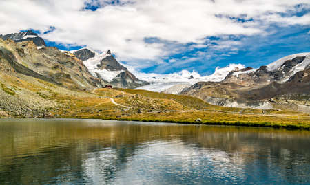 Stellisee lake near Zermatt in Switzerlandの写真素材