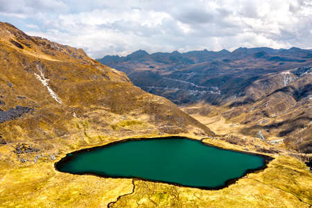 Lake at the Huaytapallana mountain range in Huancayo, Peruの写真素材