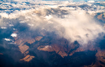 Aerial view of the Andes mountains in Peru