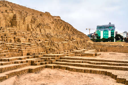 Adobe pyramid of Huaca Pucllana in Lima, Peruの写真素材