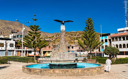 Condor Monument in Cabanaconde at the Colca Canyon in Peruの写真素材