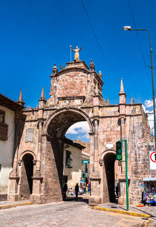 Santa Clara Arch in Cusco, Peruの写真素材