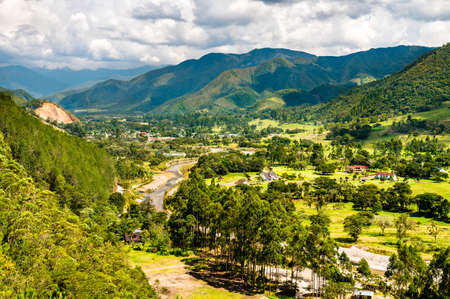 View of Oxapampa town in Peruvian Amazoniaの写真素材