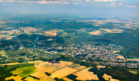 Aerial view of the Oise river in Franceの写真素材
