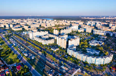 Aerial view of Troieshchyna district of Kiev, Ukraineの写真素材