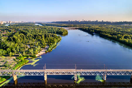 Petrovsky Railway Bridge across the Dnieper in Kiev, Ukraine