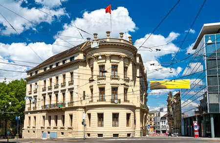 Traditional architecture of the old town of Basel in Switzerland