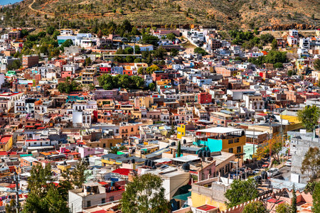 View of Zacatecas from Bufa Hill, UNESCO word heritage in Mexicoの写真素材