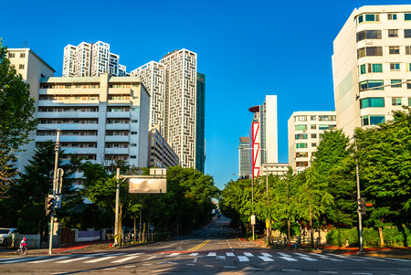 Architecture of Yeouido district in Seoul, the capital of South Korea