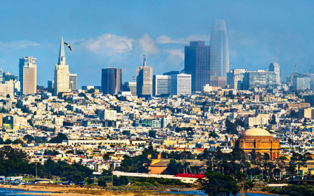 Skyline of Downtown San Francisco, California. Major tourist destination in the United Statesの写真素材