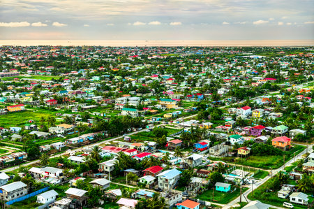 Aerial view of Georgetown, the capital of Guyana in South America