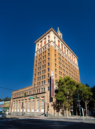 Renaissance Revival Historic Building in downtown San Jose, California, United States, completed in 1926. This early skyscraper represents the citys architectural transition into the modern era with ornate classical detailsの写真素材